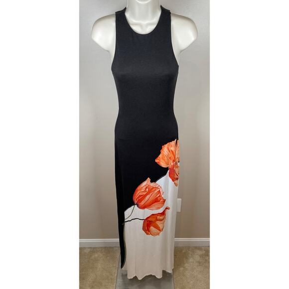 Alice + Olivia Pania Floral Colorblock Maxi Dress in Dream Life Black Size 0 - Picture 3 of 8